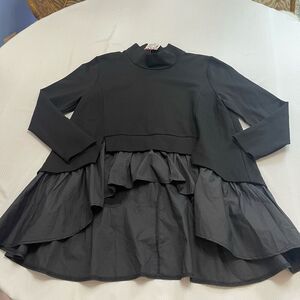 Madonna & Co. Black Lagenlook Tunic Top Size Large New